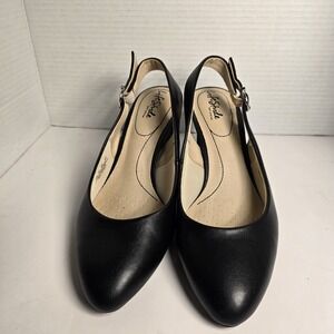 LifeStride Womens‎ Black Slingback Block Heel Pumps Shoes Size 10M
